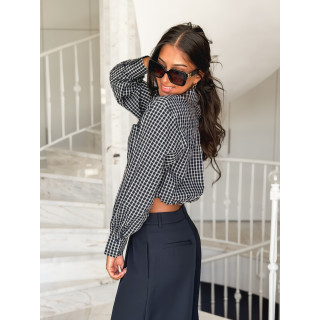 Crop chemise Gianna - Bleu marine
