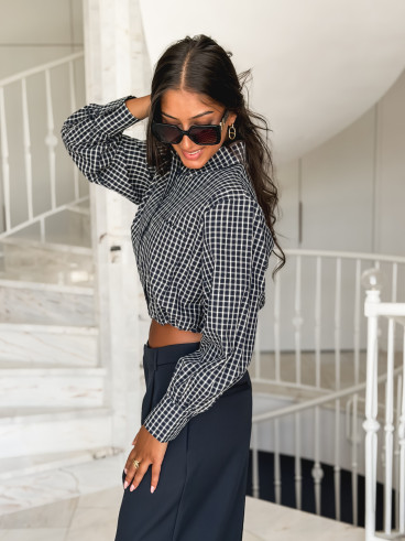 Crop chemise Gianna - Bleu marine