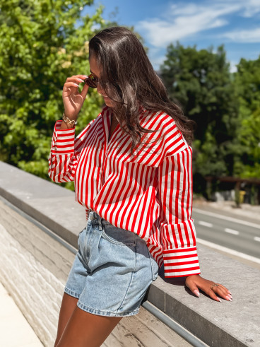 Chemise lignée Julinne - Rouge/Blanc