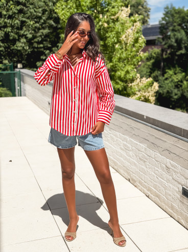 Chemise lignée Julinne - Rouge/Blanc