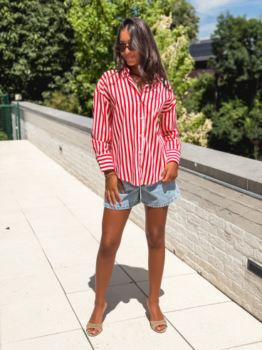 Chemise lignée Julinne - Rouge/Blanc