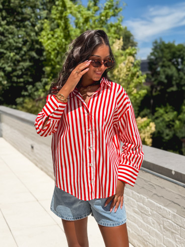 Chemise lignée Julinne - Rouge/Blanc