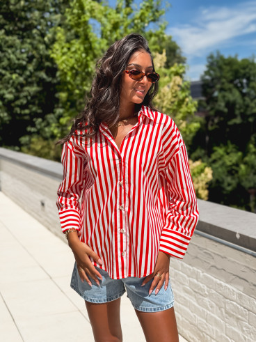 Chemise lignée Julinne - Rouge/Blanc