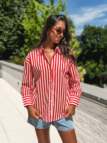 Chemise lignée Julinne - Rouge/Blanc