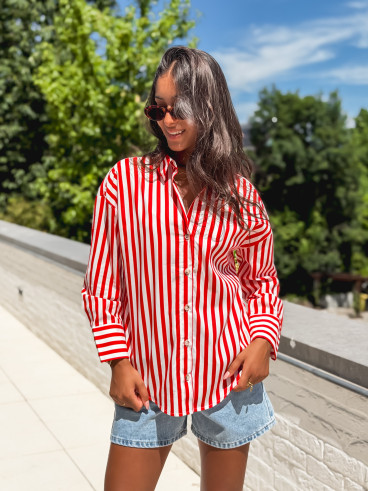 Chemise lignée Julinne - Rouge/Blanc
