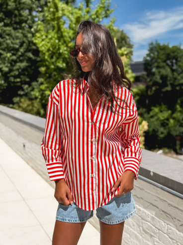 Chemise lignée Julinne - Rouge/Blanc