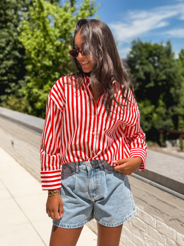 Chemise lignée Julinne - Rouge/Blanc