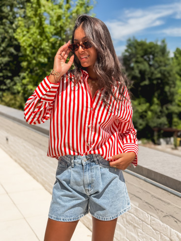 Chemise lignée Julinne - Rouge/Blanc