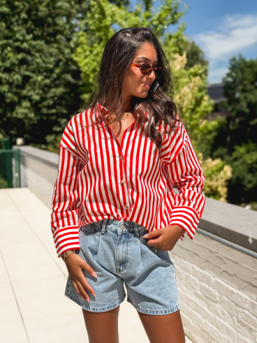 Chemise lignée Julinne - Rouge/Blanc