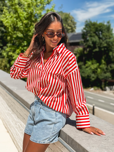 Chemise lignée Julinne - Rouge/Blanc
