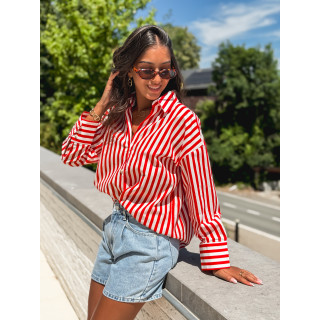 Chemise lignée Julinne - Rouge/Blanc