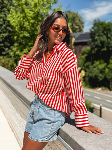 Chemise lignée Julinne - Rouge/Blanc