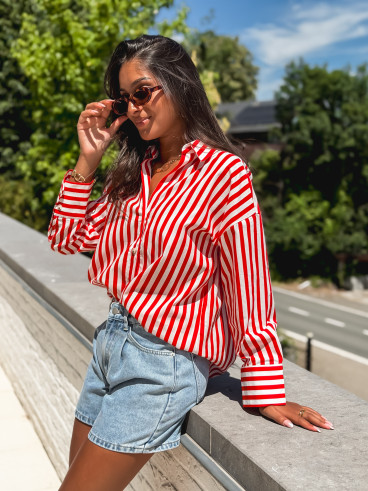 Chemise lignée Julinne - Rouge/Blanc