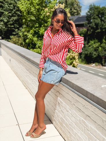 Chemise lignée Julinne - Rouge/Blanc