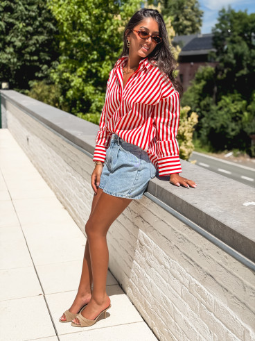 Chemise lignée Julinne - Rouge/Blanc