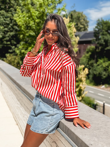 Chemise lignée Julinne - Rouge/Blanc