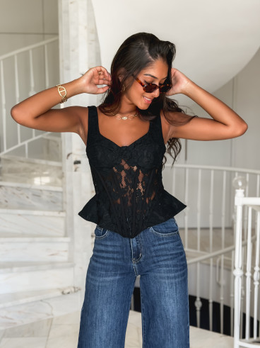 Corset en dentelle Adénia - Noir