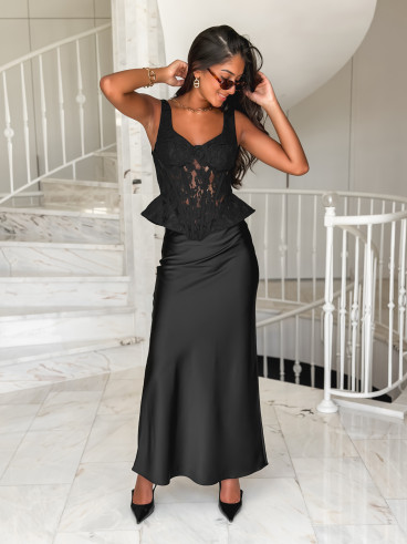 Corset en dentelle Adénia - Noir