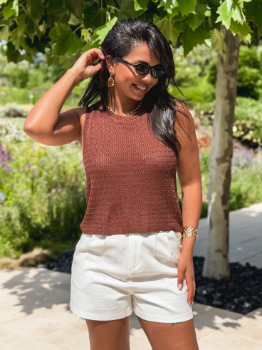 Blouse sans manches Noéla - Chocolat