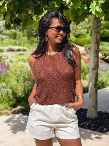 Blouse sans manches Noéla - Chocolat