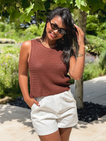 Blouse sans manches Noéla - Chocolat