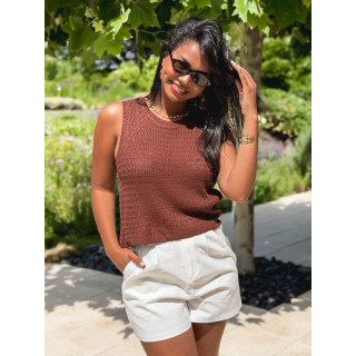 Blouse sans manches Noéla - Chocolat