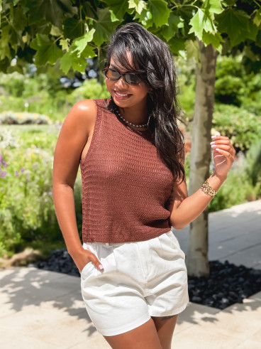 Blouse sans manches Noéla - Chocolat