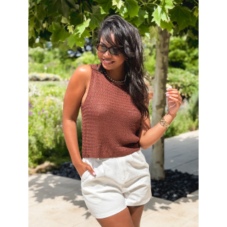 Blouse sans manches Noéla - Chocolat