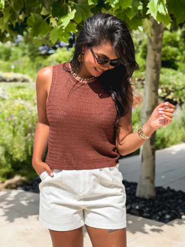 Blouse sans manches Noéla - Chocolat
