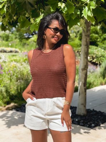 Blouse sans manches Noéla - Chocolat