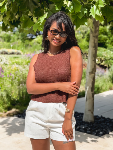 Blouse sans manches Noéla - Chocolat