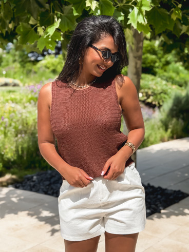 Blouse sans manches Noéla - Chocolat