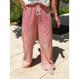 Pantalon ligné Moalie - Rouge/Blanc