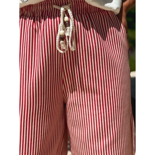 Pantalon ligné Moalie - Rouge/Blanc