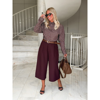Chemise lignée florelle - Bordeaux