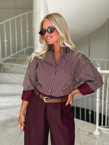 Chemise lignée florelle - Bordeaux Chemise lignée florelle - Bordeaux