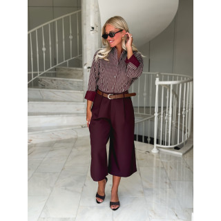 Chemise lignée florelle - Bordeaux