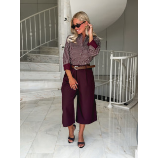 Chemise lignée florelle - Bordeaux