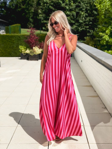Robe longue lignée Galinetta - Rose