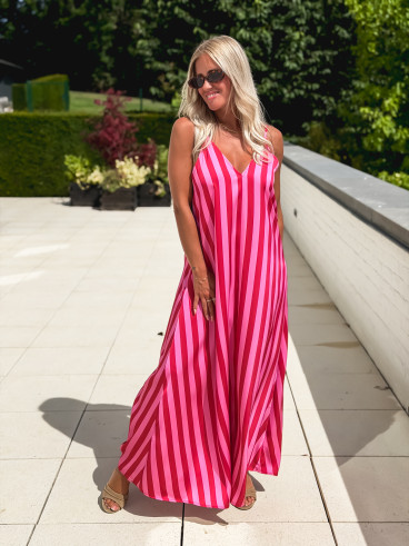 Robe longue lignée Galinetta - Rose