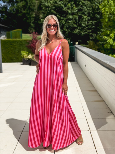 Robe longue lignée Galinetta - Rose