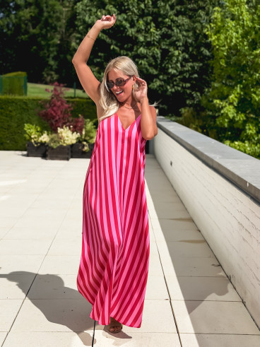 Robe longue lignée Galinetta - Rose