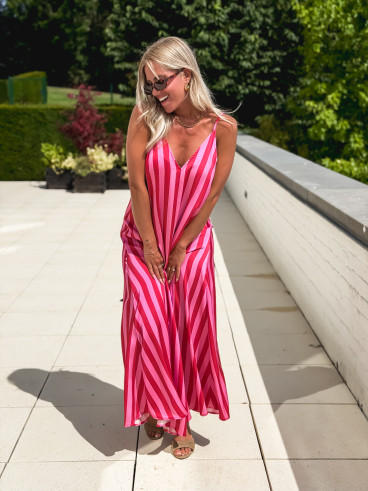 Robe longue lignée Galinetta - Rose