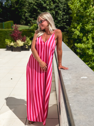 Robe longue lignée Galinetta - Rose