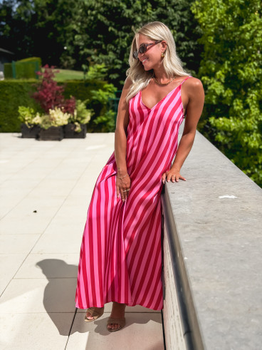 Robe longue lignée Galinetta - Rose