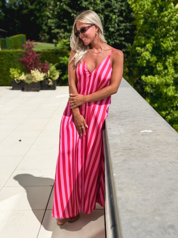 Robe longue lignée Galinetta - Rose