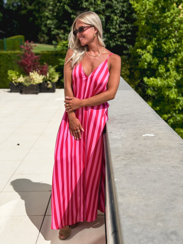 Robe longue lignée Galinetta - Rose