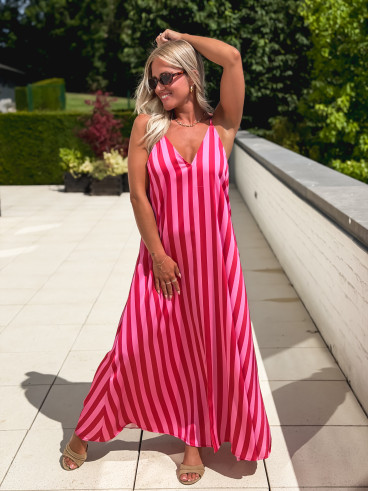 Robe longue lignée Galinetta - Rose