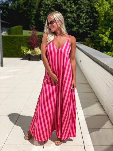 Robe longue lignée Galinetta - Rose