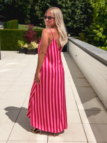 Robe longue lignée Galinetta - Rose